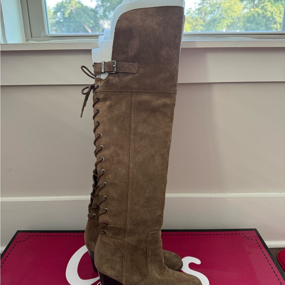 Sam Edelman Brown Over the Knee Lace-Up Boots